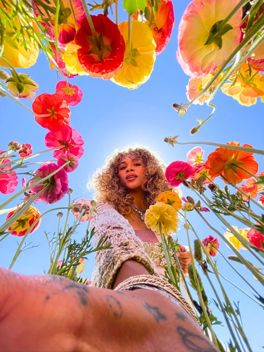 Girl in Carlsbad flower fields in California Girl in Carlsbad flower fields in California