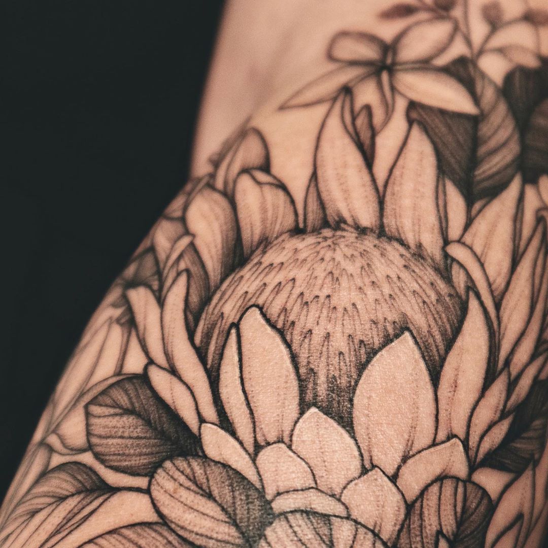 Black Flower Tattoo of Vlada Studio Flower Ink Black Flower Tattoo of Vlada Studio Flower Ink