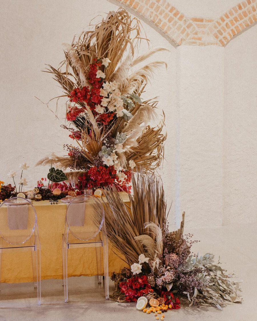 Floral installation dried palm leaves by Sir Botanical on Thursd