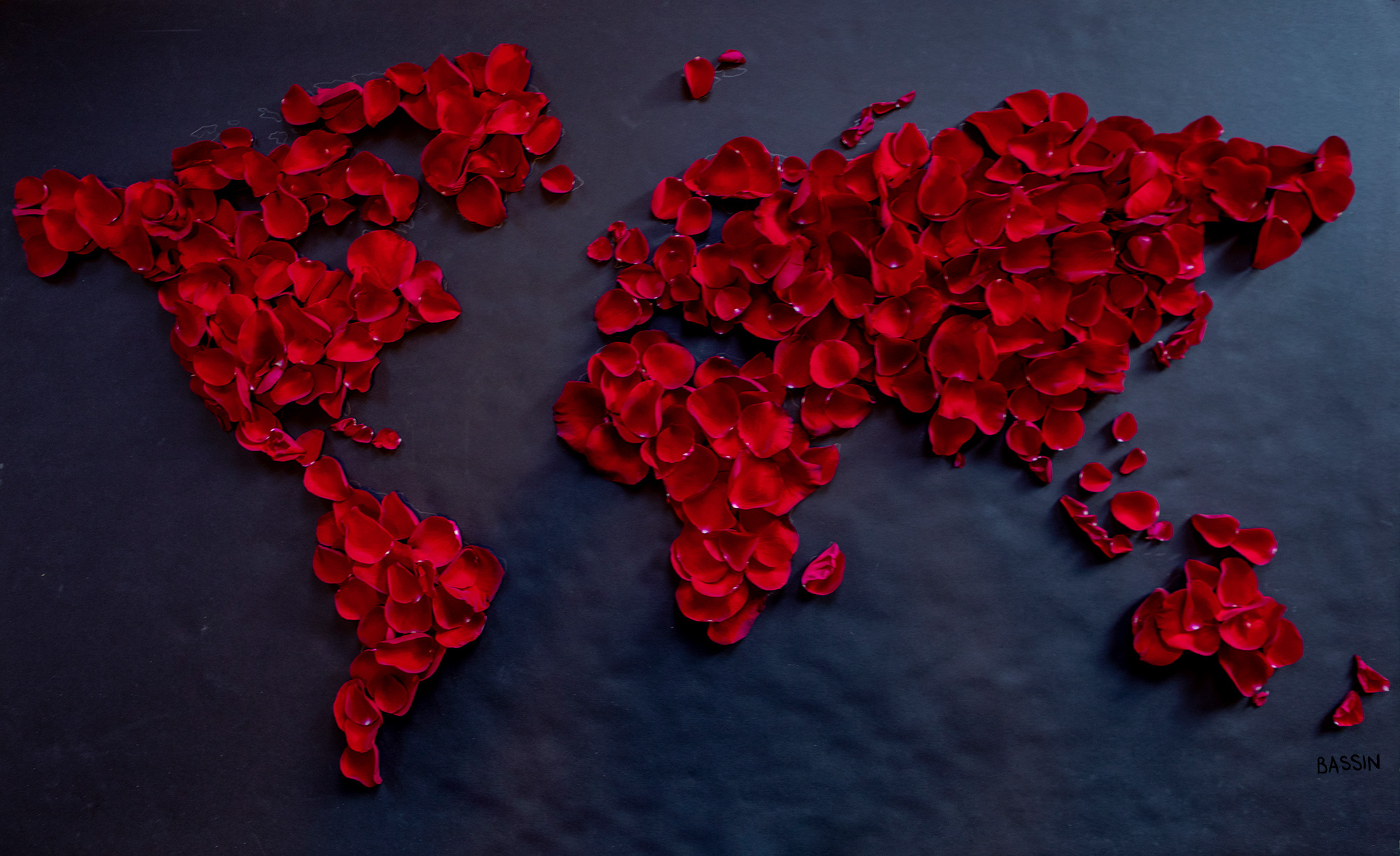 The meaning of red roses - Love all over the world - W+W red rose petals on black 2000 Charlotte Bassin Worldmap Ever Red Rose Petals on Thursd The meaning of red roses - Love all over the world - W+W red rose petals on black 2000 Charlotte Bassin Worldmap Ever Red Rose Petals on Thursd