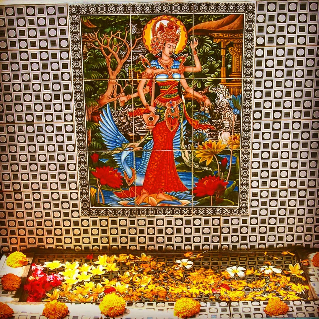 Marigolds in temple in Bali Marigolds in temple in Bali