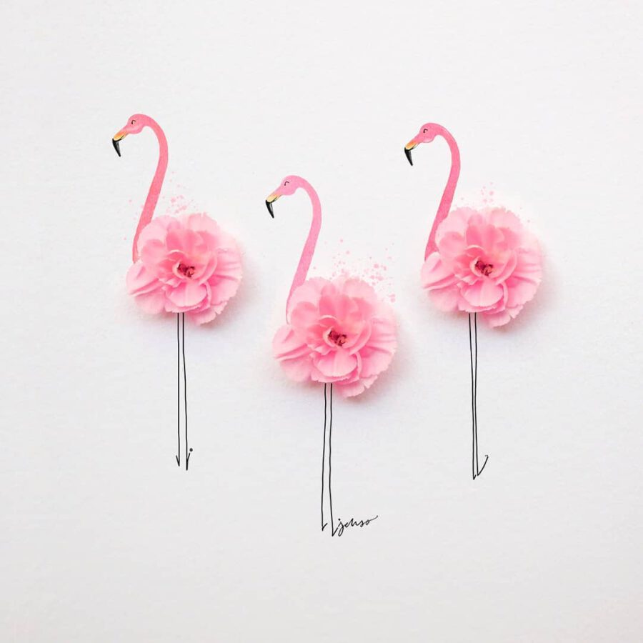 Jesuso Ortiz Turns Flowers and Everyday Objects Into Art Flamingos