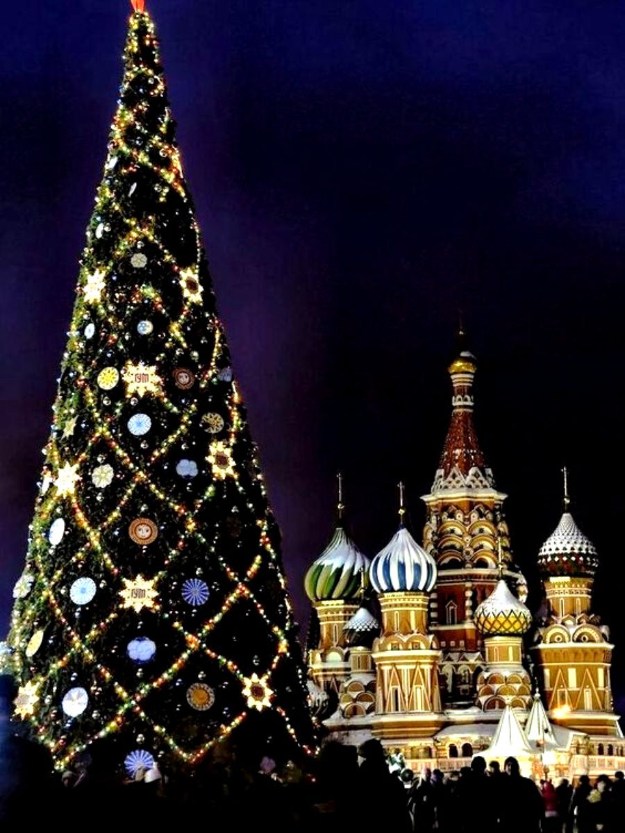 Beautiful Christmas Tree in Red Square Moscow
