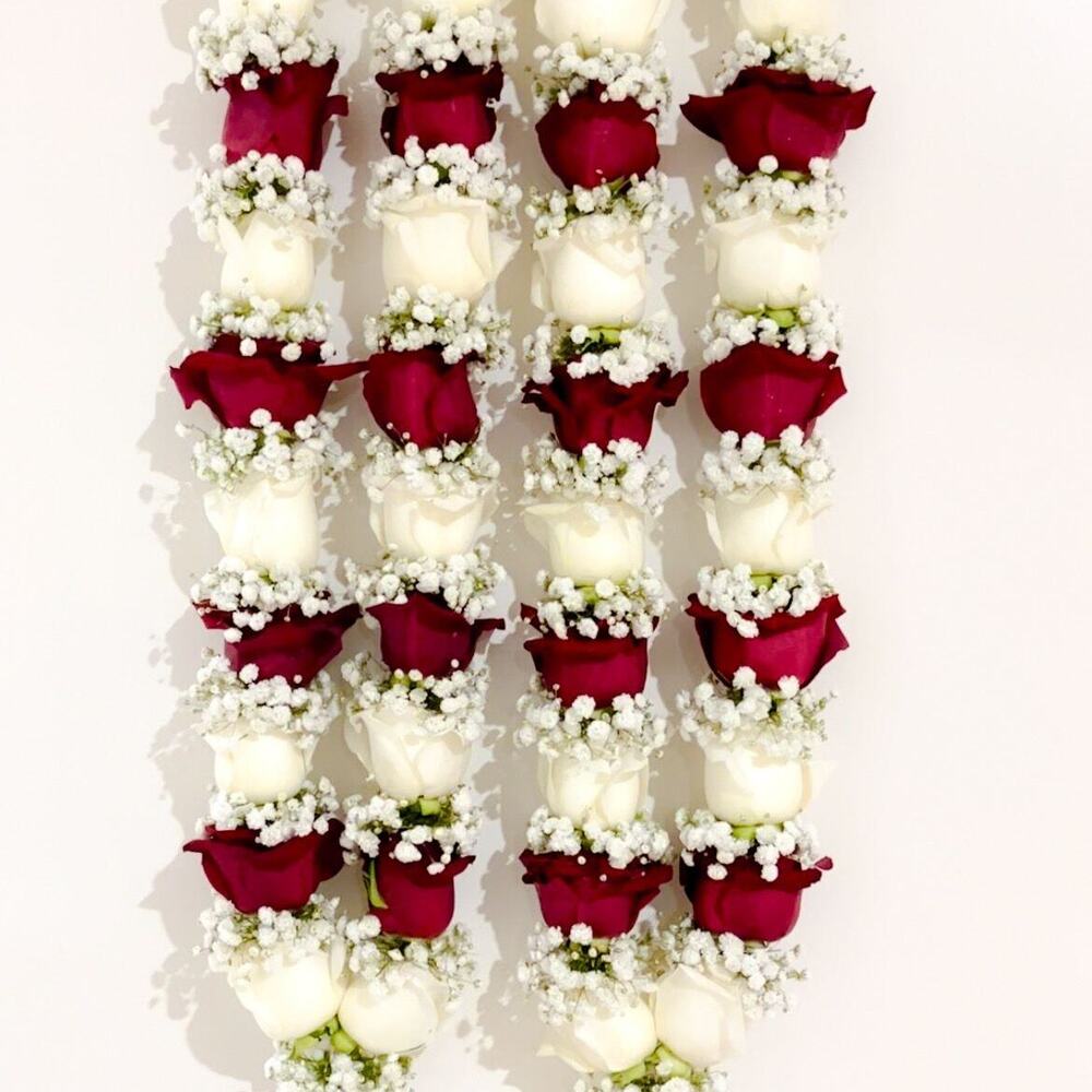 beautiful red and white rose varmala design red and white rose varmala