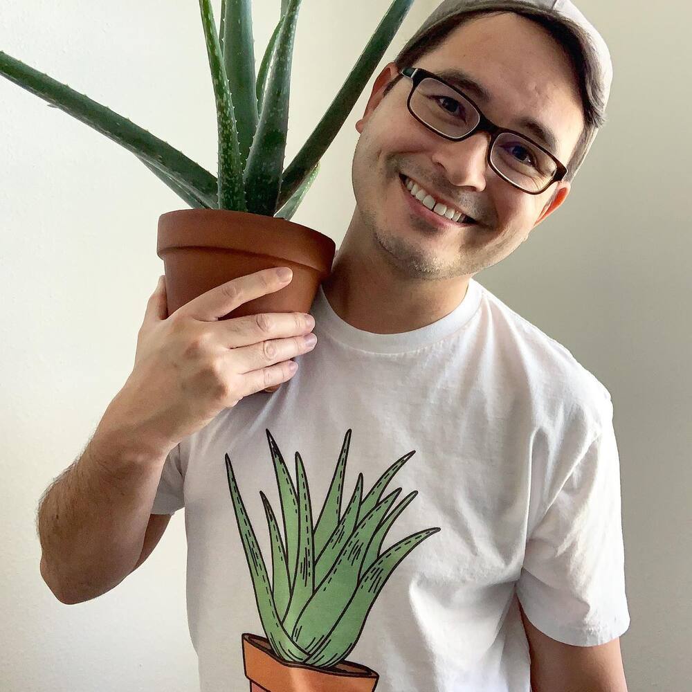 Men hug aloe vera Aloe vera plant for your family happiness