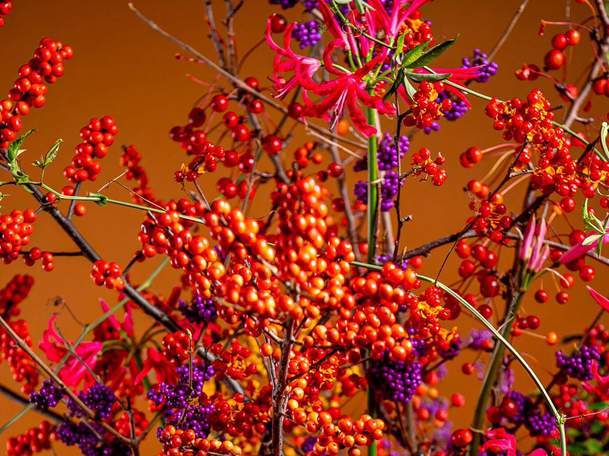 Ilex arrangement with Callicarpa and Gloriosa Radical Wonders Ilex arrangement with Callicarpa and Gloriosa Radical Wonders
