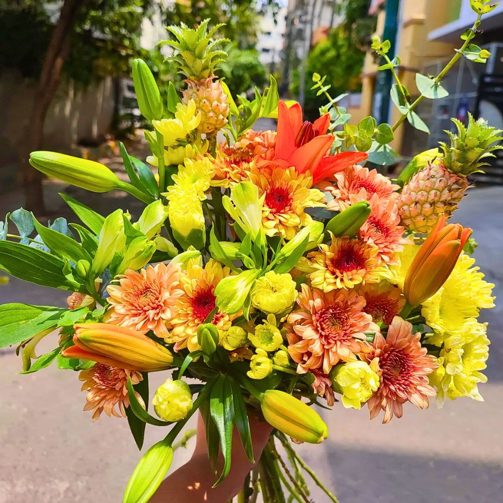 Pineapple in a bouquet The Stunning Display of the Pineapple Plant